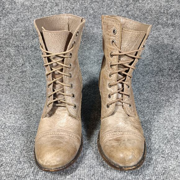 Steve Madden Graanie Ankle Boots Women Sz 8.5 M Brown Leather Lace Up - Picture 2 of 9